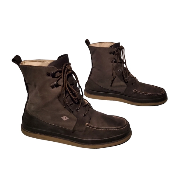 Sperry Top-Sider Black Leather Moc-Toe Combat Ankle Boots Men's Size 10.5M - Picture 2 of 11